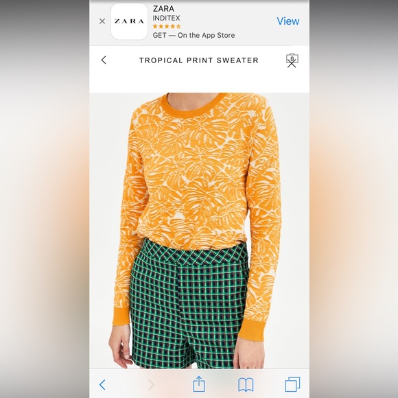 Zara Women’s Yellow Orange Tropical Print Sweater - Picture 8 of 8